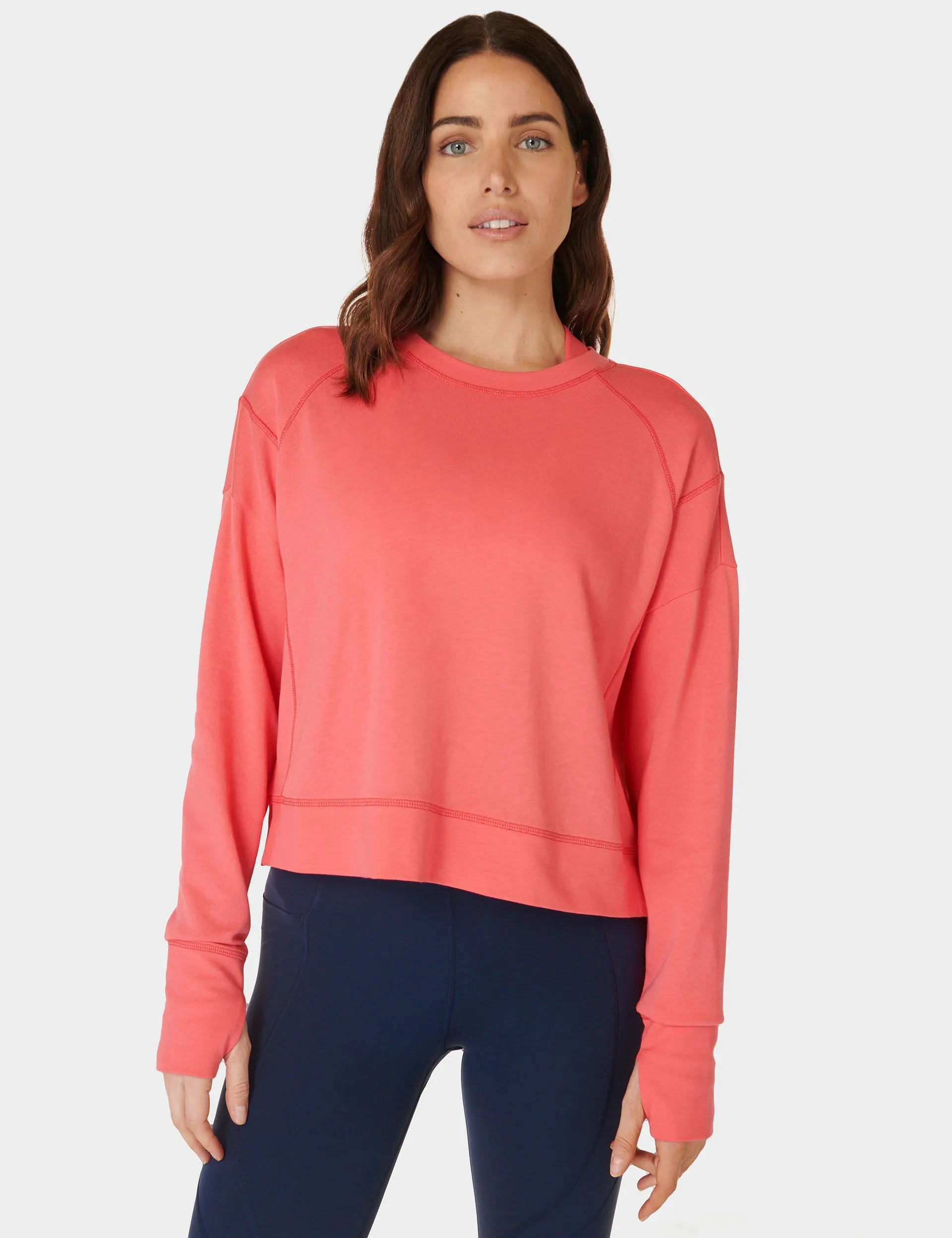 After Class Crop Sweatshirt - Coral Pink