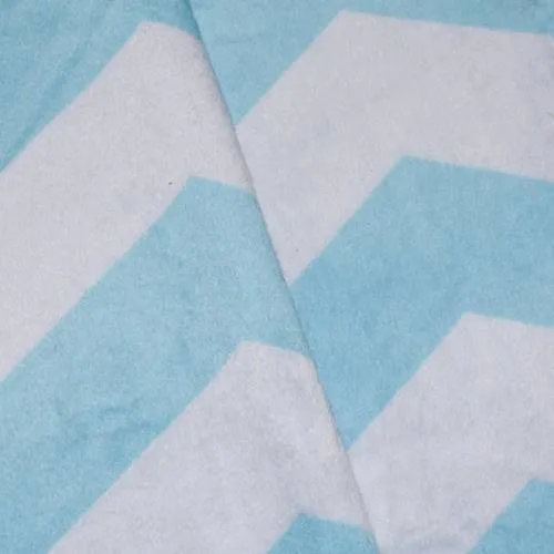 Aqua/Whisper Blue Chevron Printed Fleece Knit Fabric