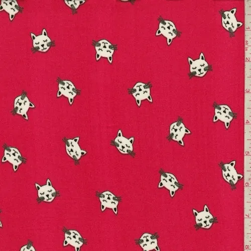 Berry Red Kitty Double Brushed Jersey Knit Fabric