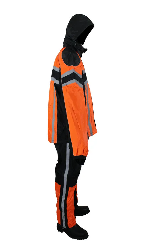 Black/Orange Textile Two-Piece Rain Suit By Dream Apparel®