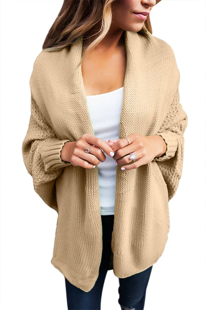 Chunky Knit Open Front Dolman Cardigan