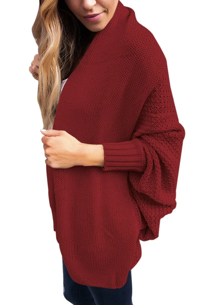 Chunky Knit Open Front Dolman Cardigan