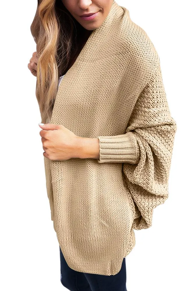 Chunky Knit Open Front Dolman Cardigan