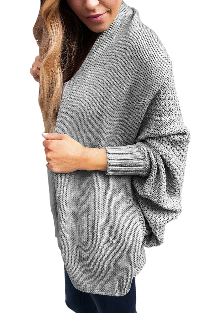 Chunky Knit Open Front Dolman Cardigan