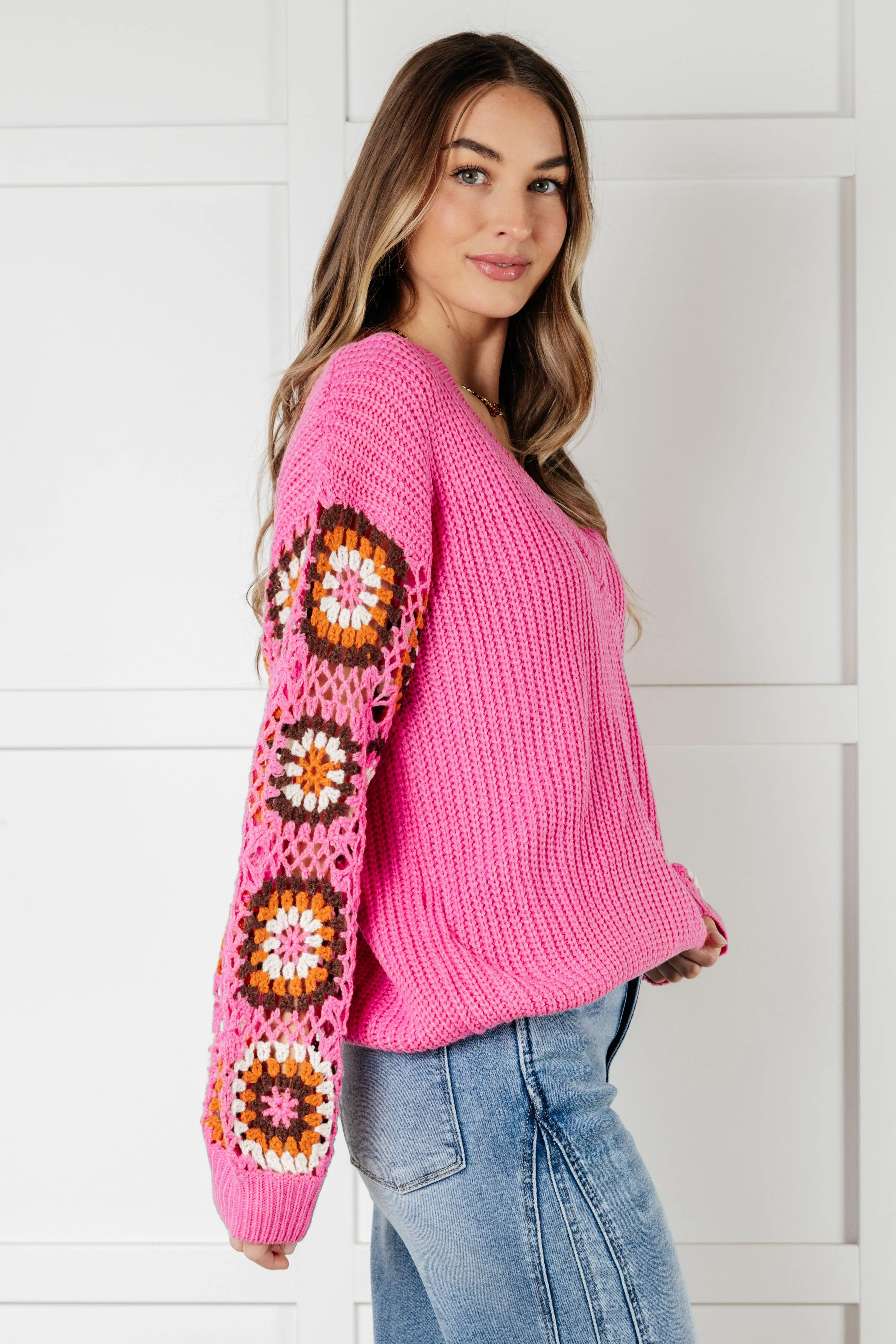 Daisy Lace & Loops Crochet Sweater