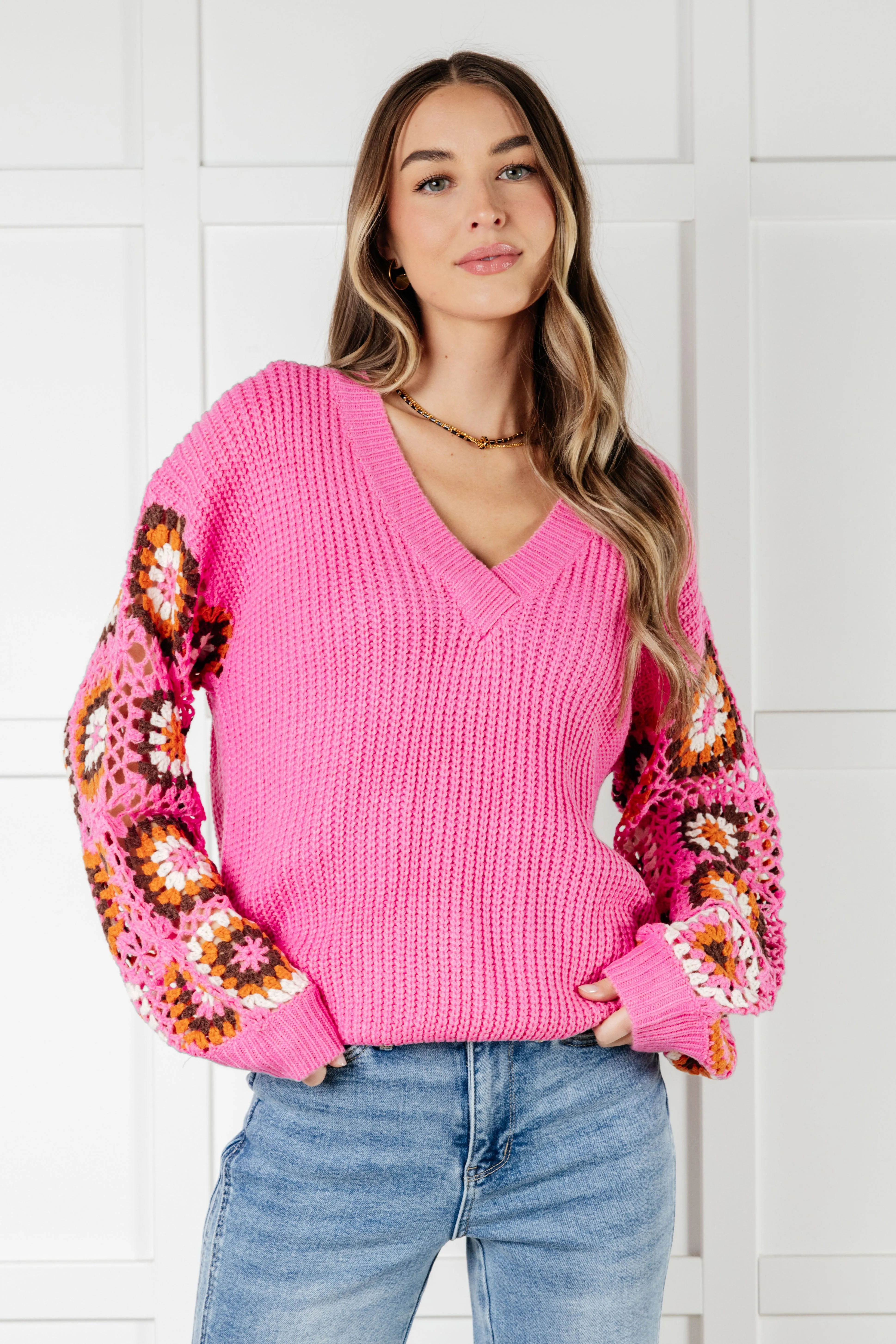 Daisy Lace & Loops Crochet Sweater