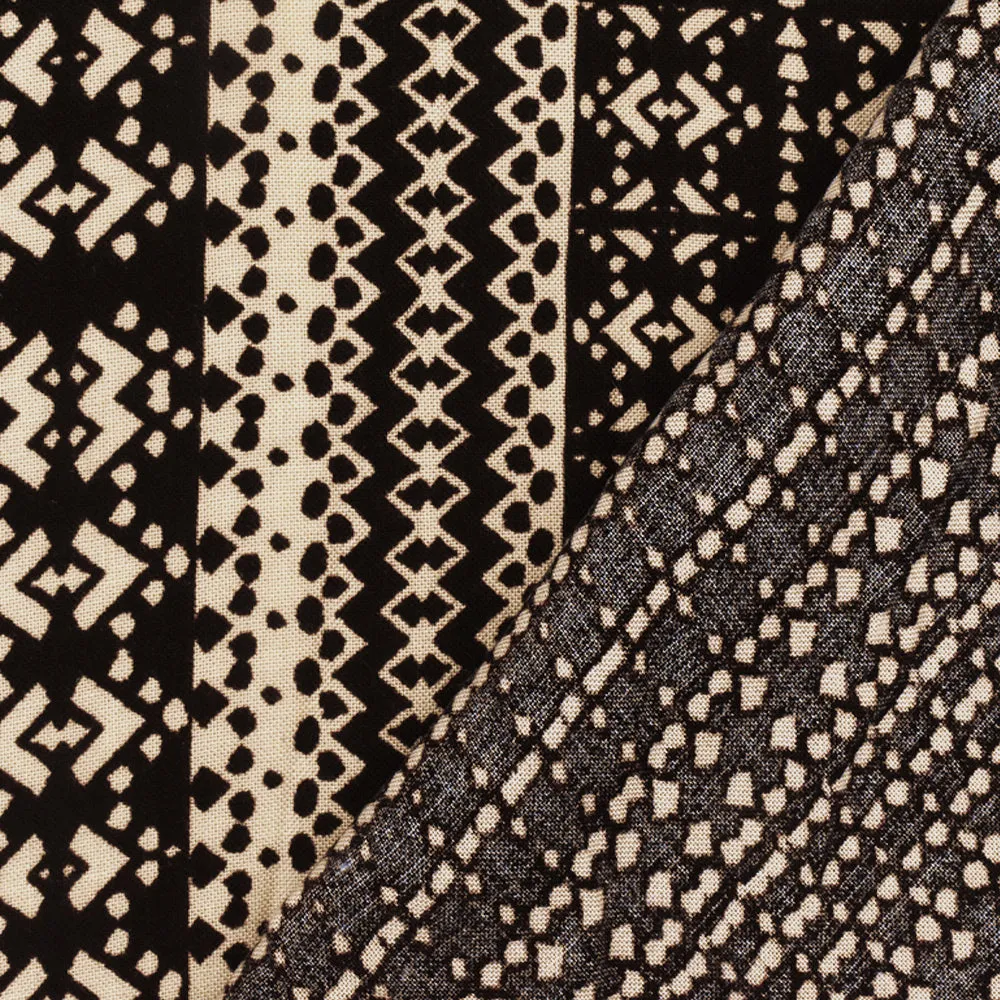 Deep Burnt Brown-Beige Aztec Printed Challis Woven Fabric