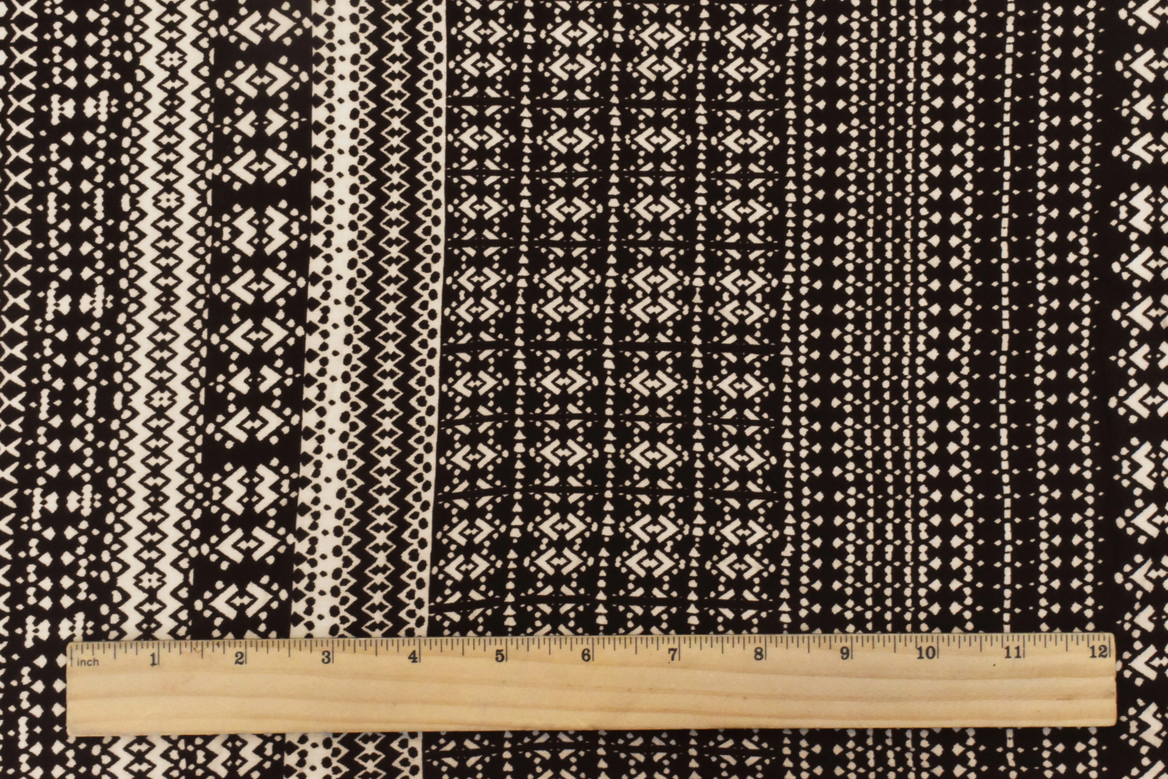 Deep Burnt Brown-Beige Aztec Printed Challis Woven Fabric