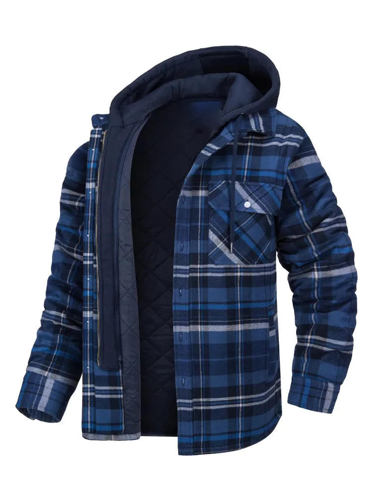 Detachable Hooded Plaid Lambswool Coat