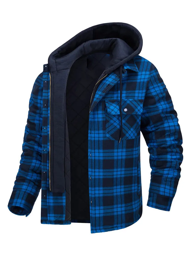 Detachable Hooded Plaid Lambswool Coat