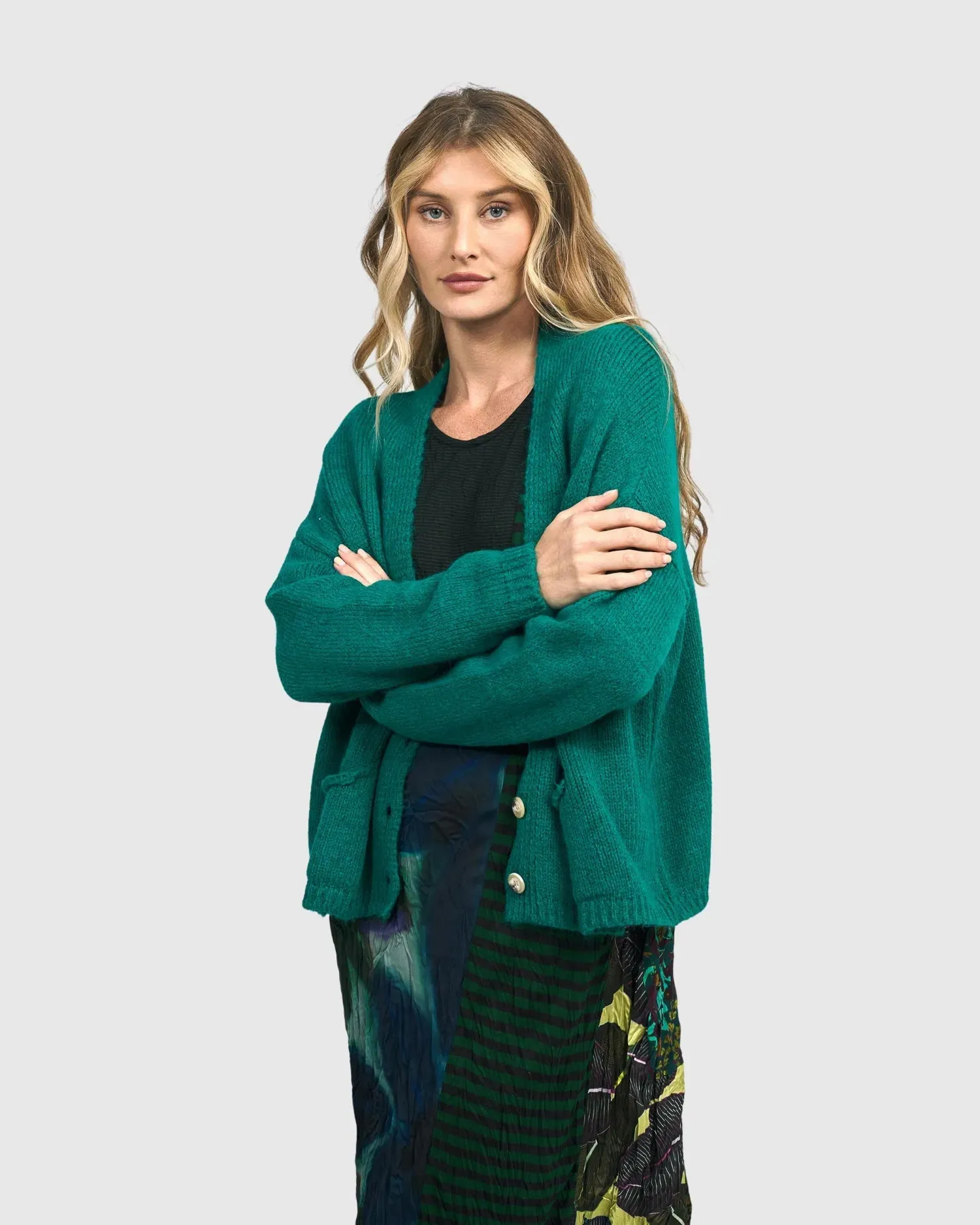 Diana Cropped Cardigan, Turquoise