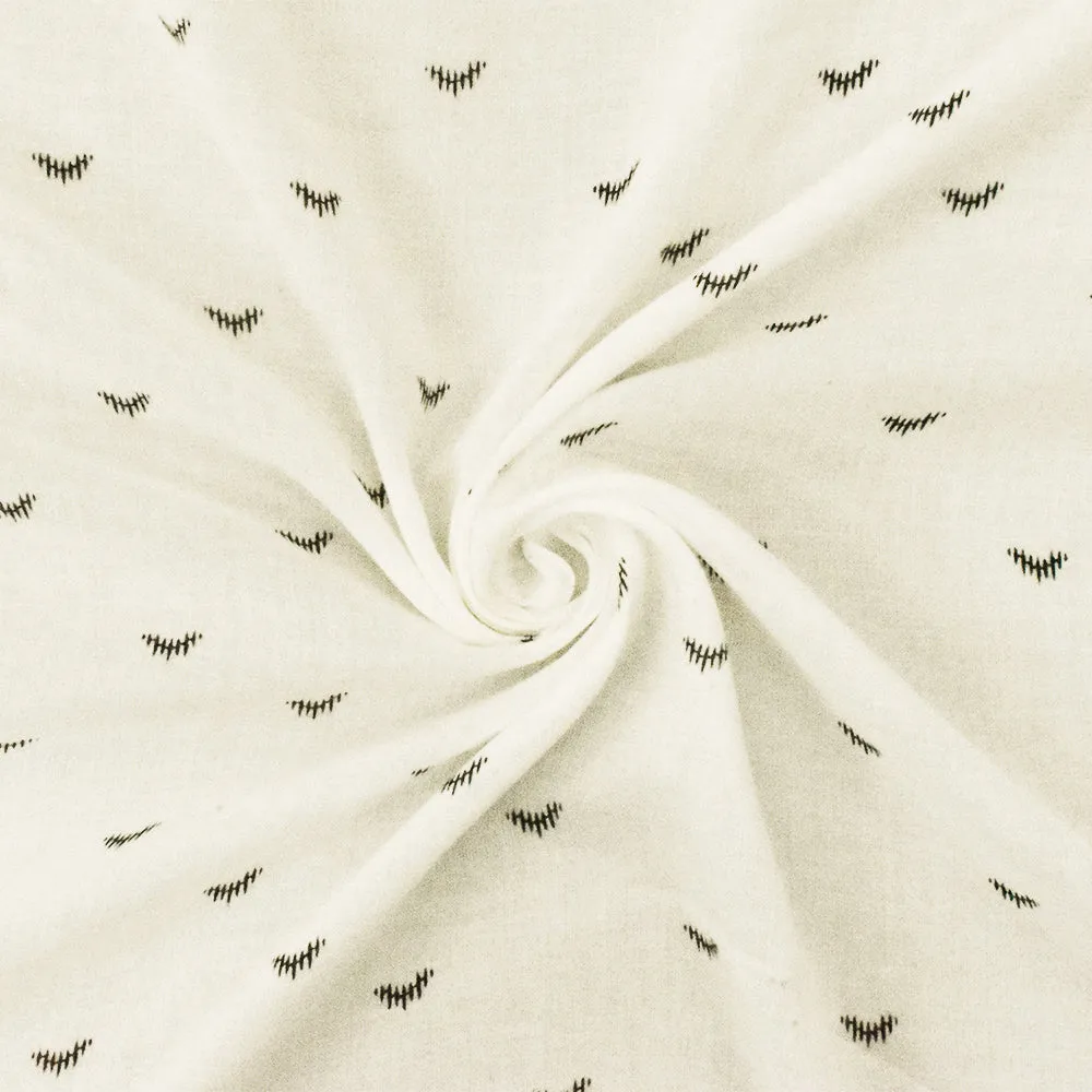 Ivory-Black Famous Maker Rayon Abstract Eyelash Printed Lawn Fabric