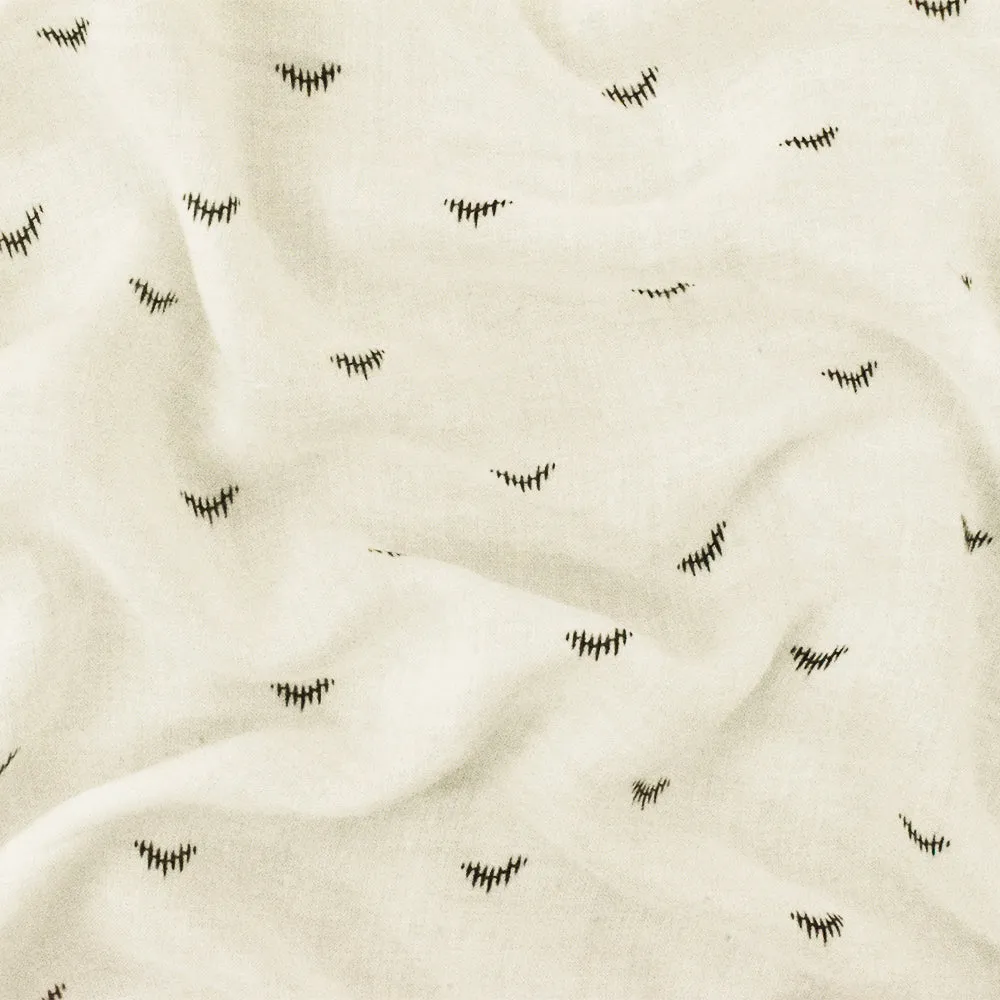 Ivory-Black Famous Maker Rayon Abstract Eyelash Printed Lawn Fabric