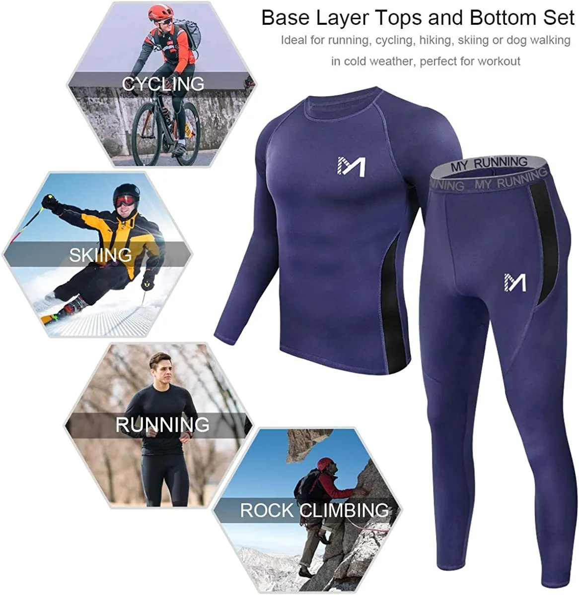 Men's Thermal Underwear Set Sport Long Johns Base Layer