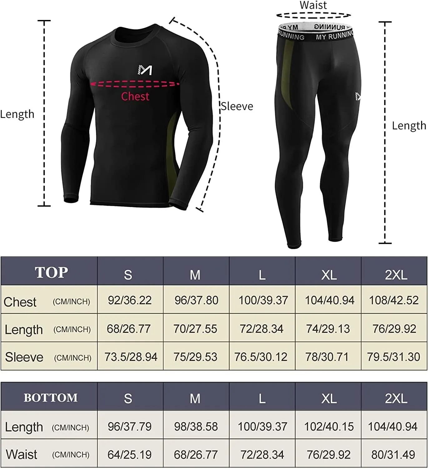 Men's Thermal Underwear Set Sport Long Johns Base Layer