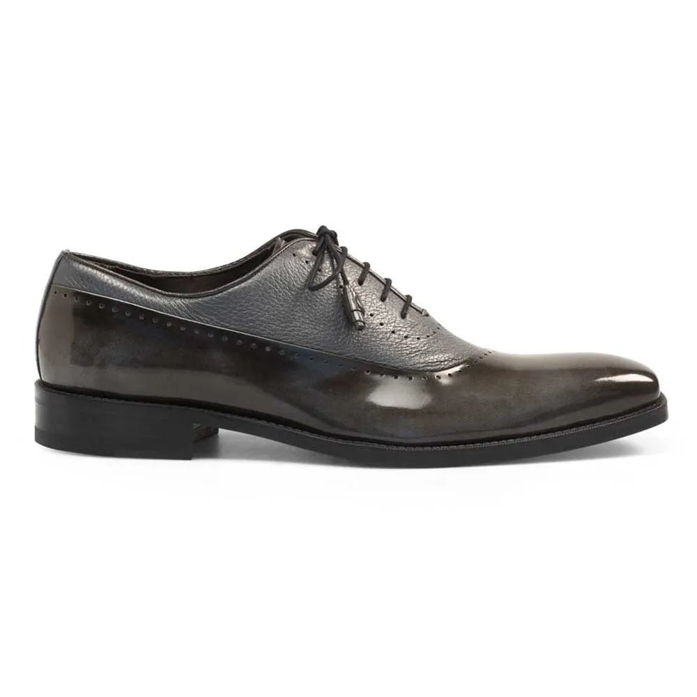 Mezlan Postdam Grey European Cordovan Calfskin & Soft Deerskin Men's Oxford