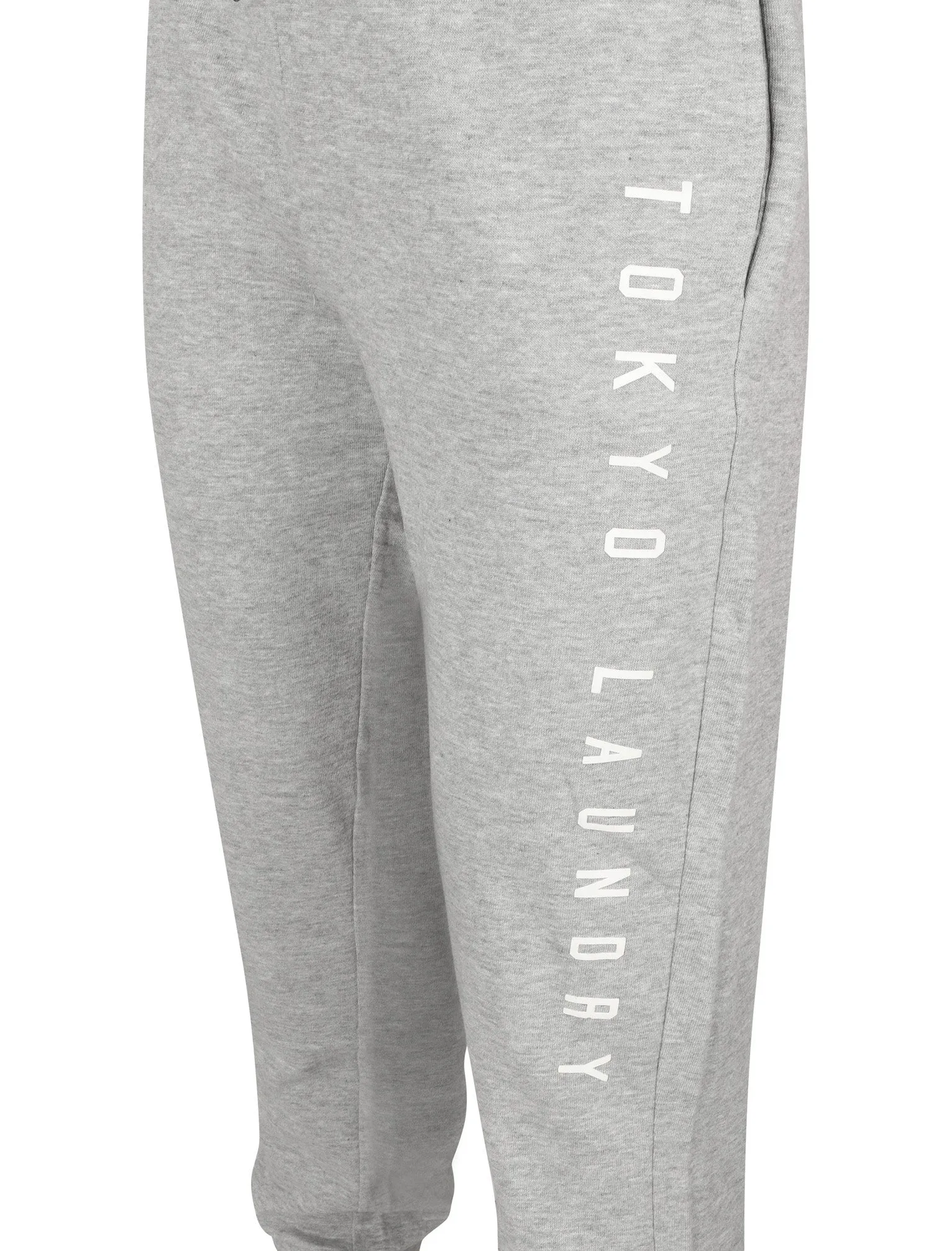 Nanaimo Brush Back Fleece Cuffed Joggers In Light Grey Marl - Tokyo Laundry