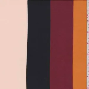 Orange/Black/Beige Stripe Double Brushed Jersey Knit Fabric