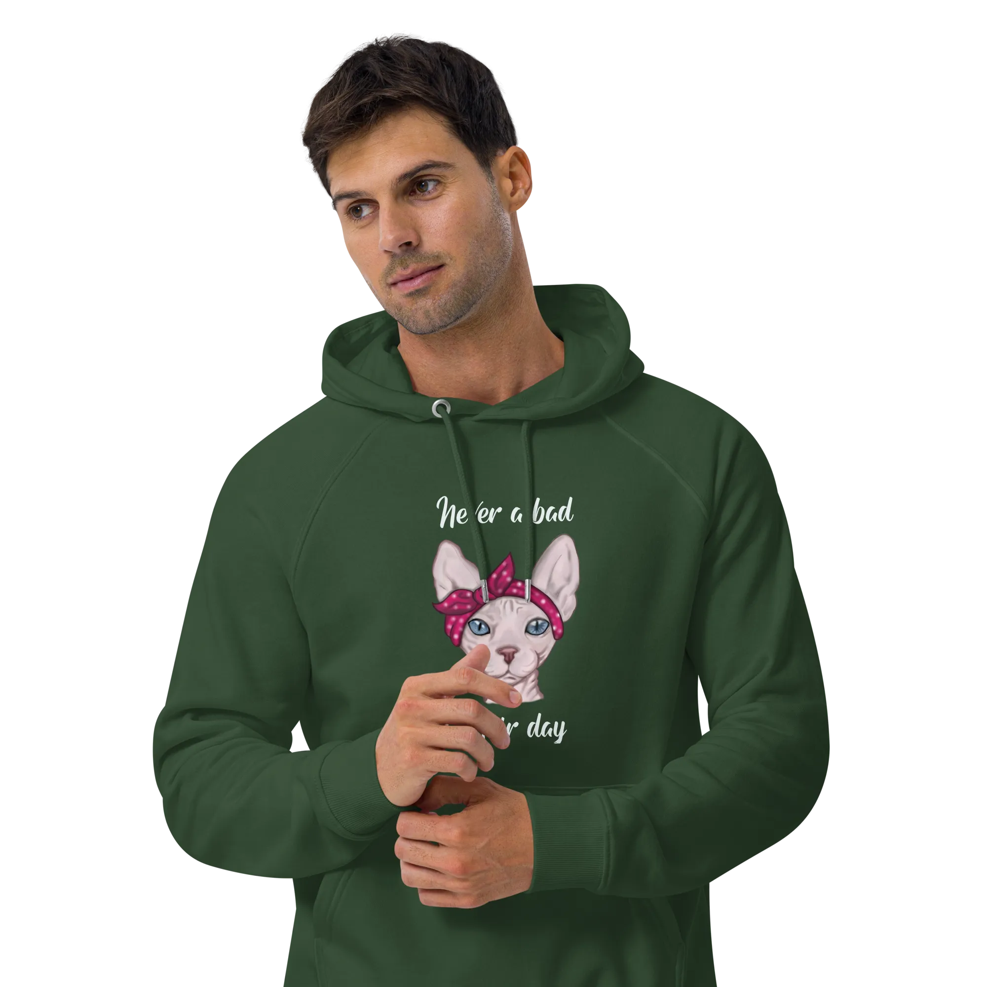 "NEVER A BAD HAIR DAY" UNISEX ECO HOODIE