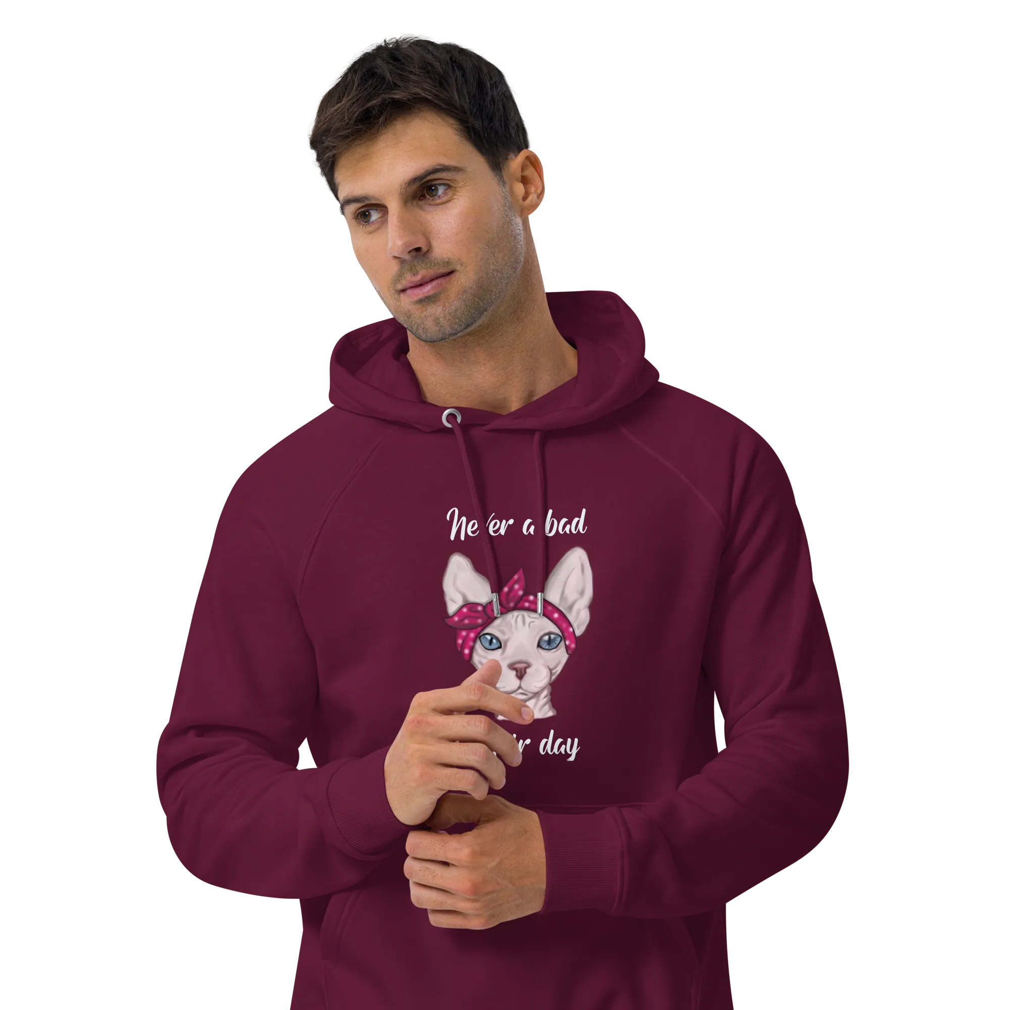 "NEVER A BAD HAIR DAY" UNISEX ECO HOODIE