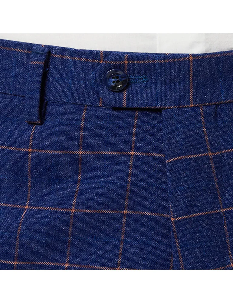 Roger - Orange on Blue Window Check Suit