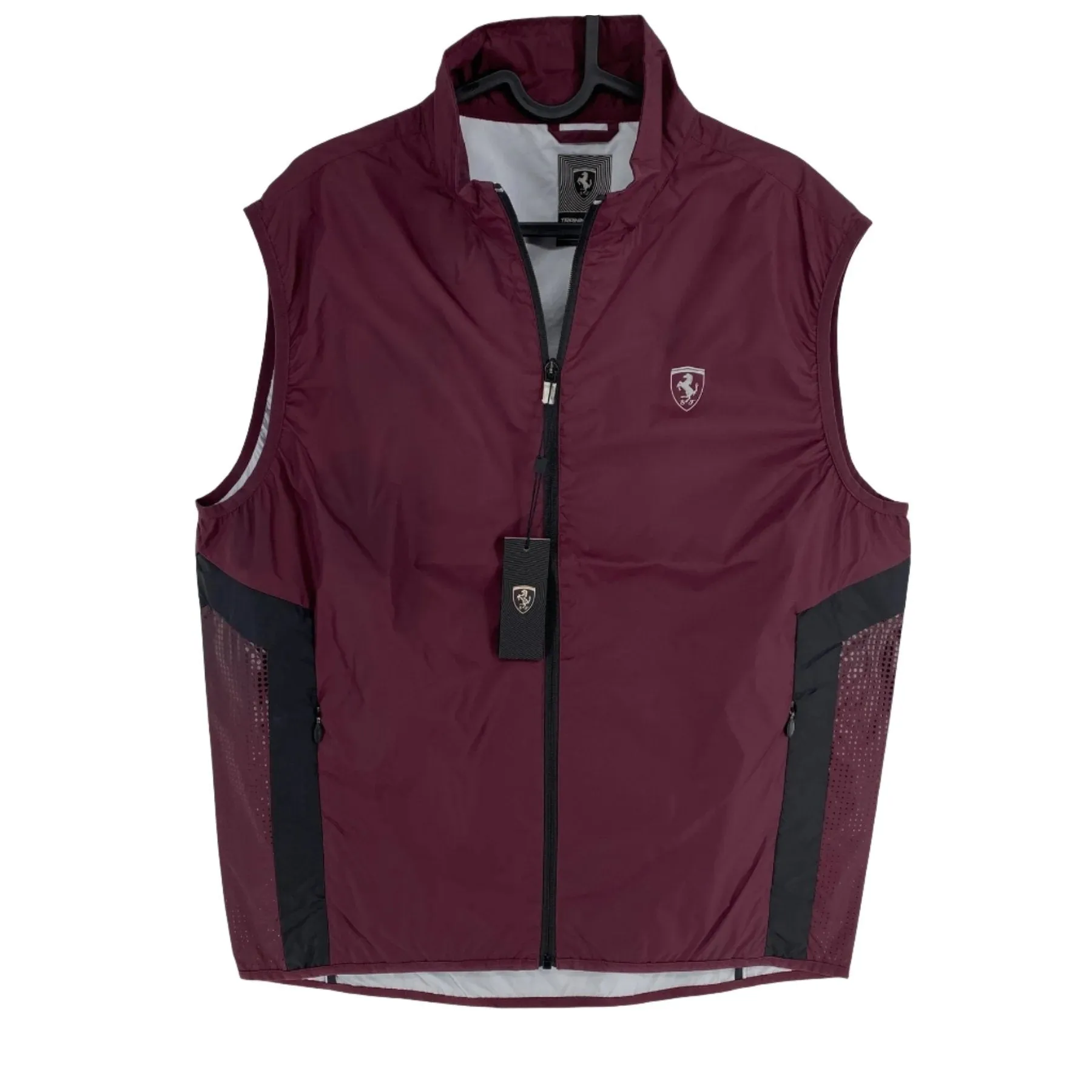 Scuderia Ferrari Windproof Water Repellent Fitted Sleeveless Men's Vest - Burgundy