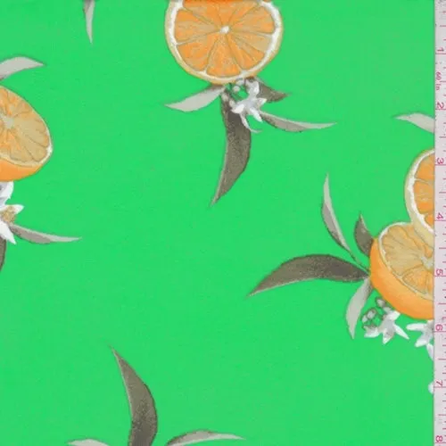 Spring Green Lemon Bunch Double Brushed Jersey Knit Fabric