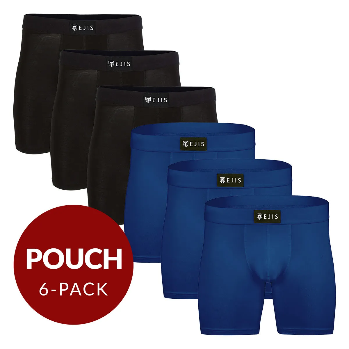 Sweat Proof Men's Boxer Briefs with Pouch - Mix 6-Pack (3x Black, Navy)