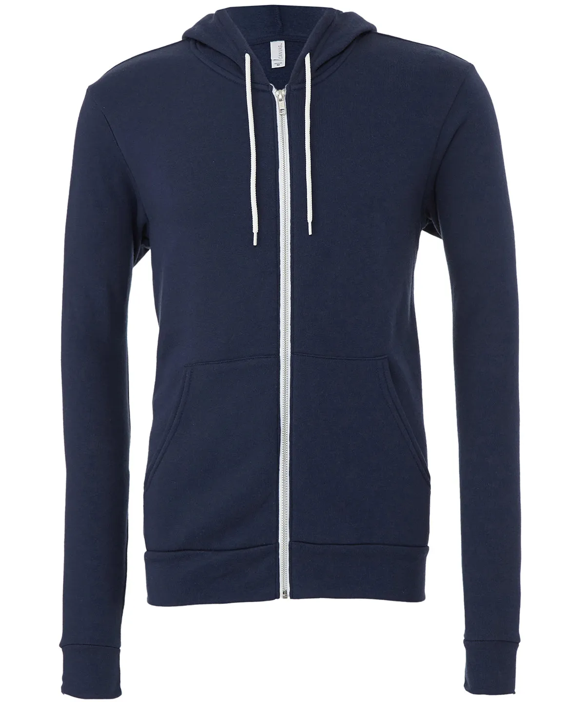 Unisex polycotton fleece full-zip hoodie | Navy