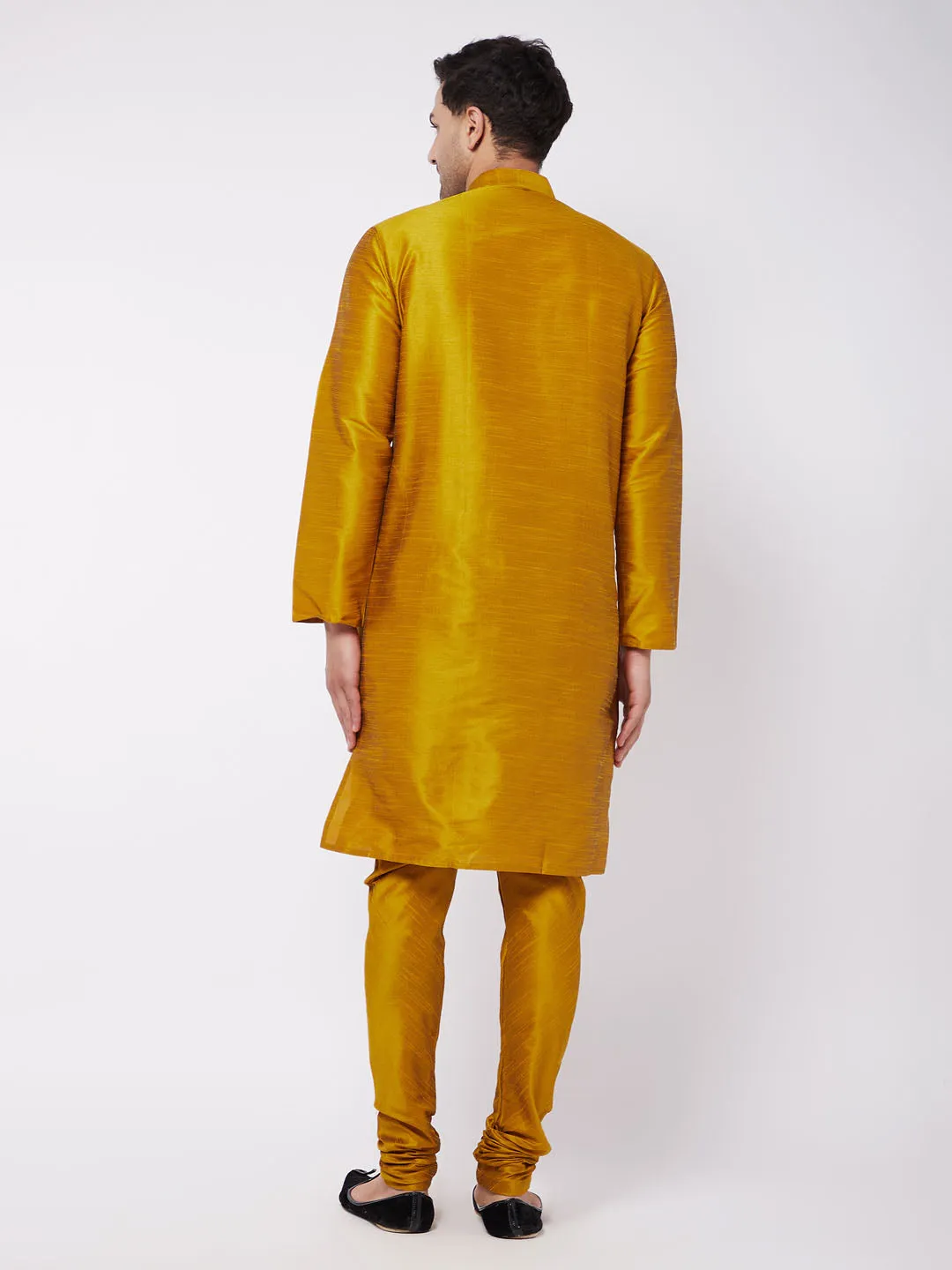 VASTRAMAY Cotton Silk Blend Mustard color Baap Beta Kurta Pyjama Set