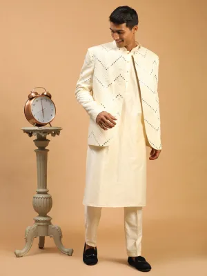 Vastramay Cream Mirror Jodhpuri Kurta Set