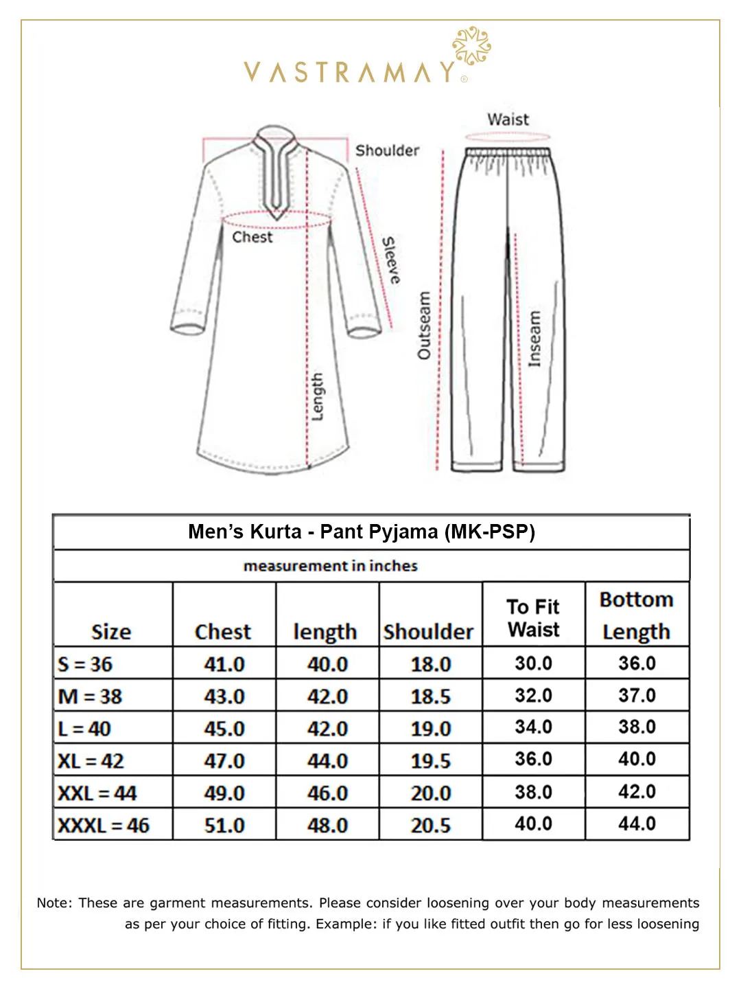 VASTRAMAY Embroidered Cotton Kurta Pyjama Set