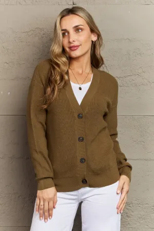 Women Zenana Kiss Me Tonight Full Size Button Down Cardigan in Olive